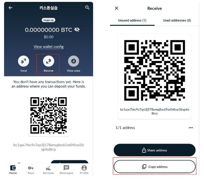 넌척 와치온리 지갑에서 개인지갑 주소 복사하기