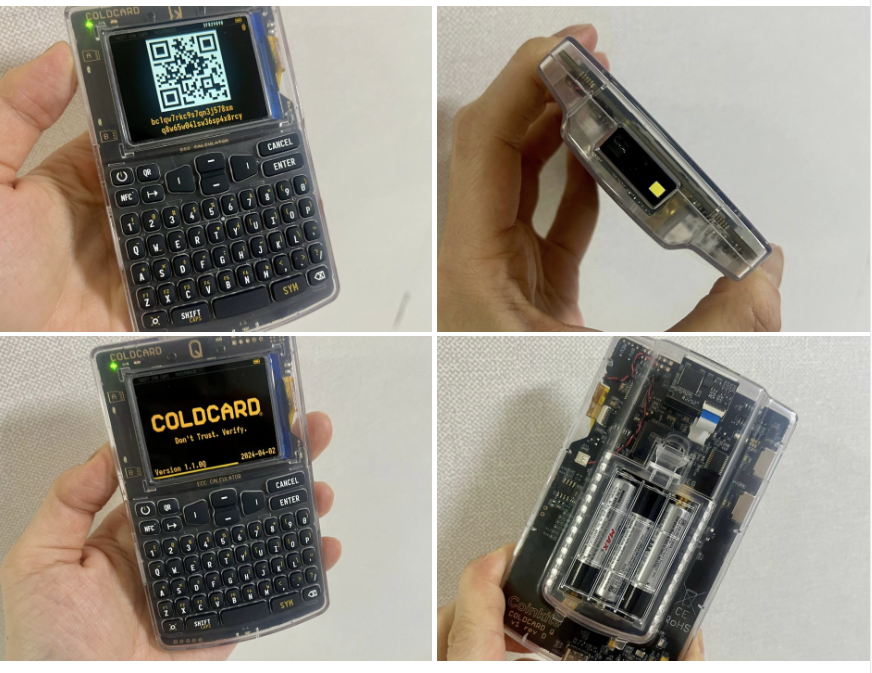 Coldcard Q hardware wallet using AAA batteries for security