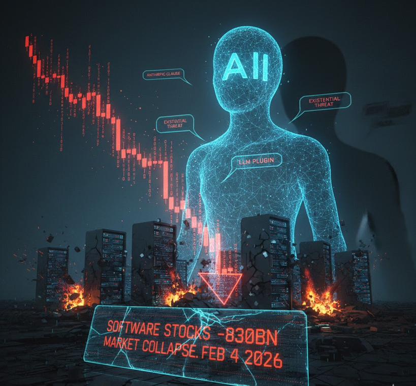 AI버블일까? 2026년 2월 글로벌 소프트웨어 주가 하락을 시각화함 
